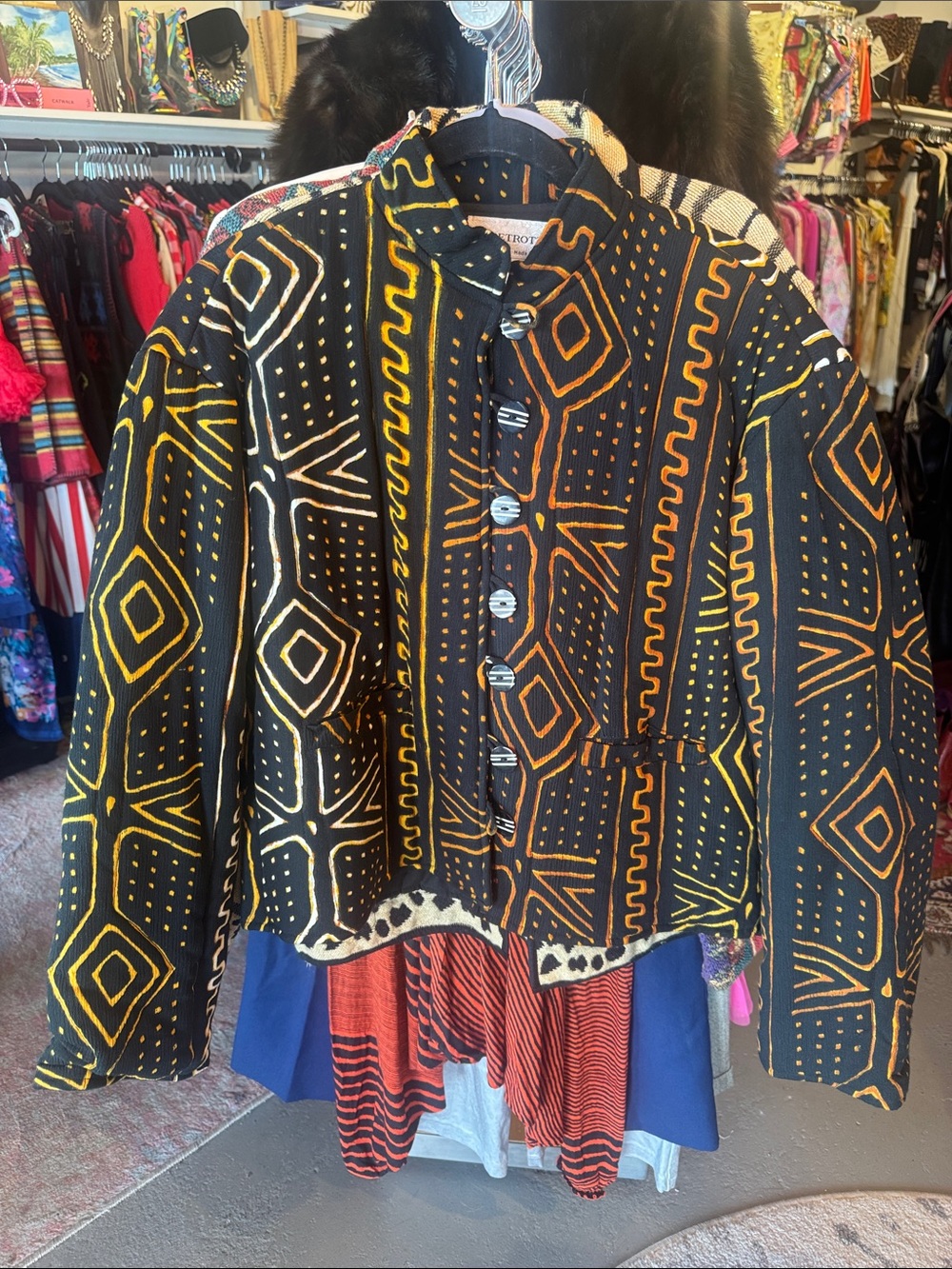 Globetrotter Artisan Black & Yellow Geometric Jacket